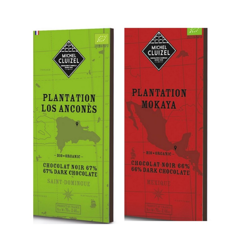 Bio92-Tablette de chocolat de plantation Bio - Michel CLUIZEL - Mokaya - Noir 66 % et Los Ancones - Noir 67 %